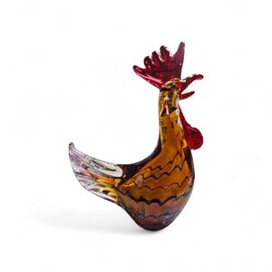 Murano Style 🐓 Hand-Blown Glass Rooster Figurine